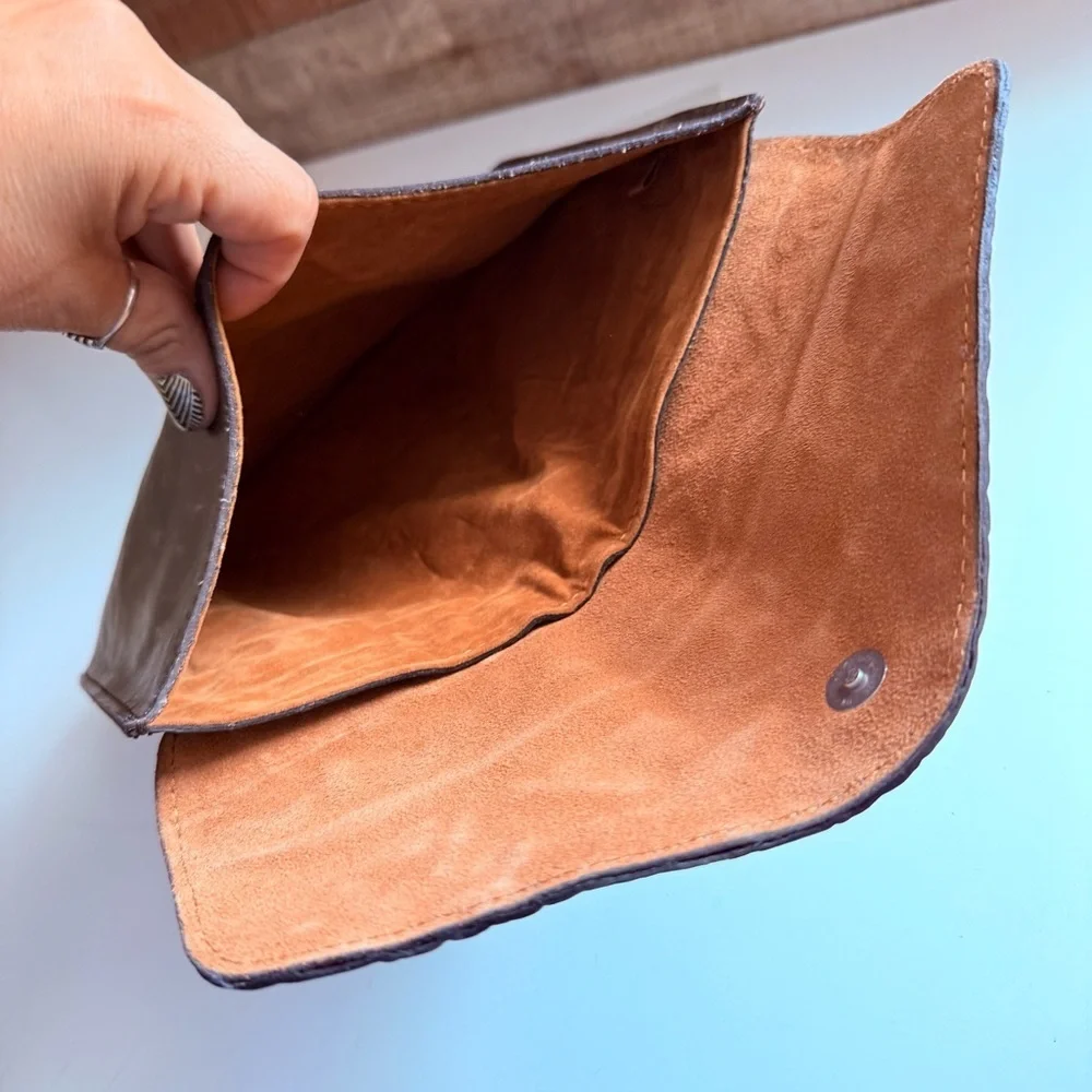NWOT Patricia Nash Tooled Turquoise Leather Envelope Clutch